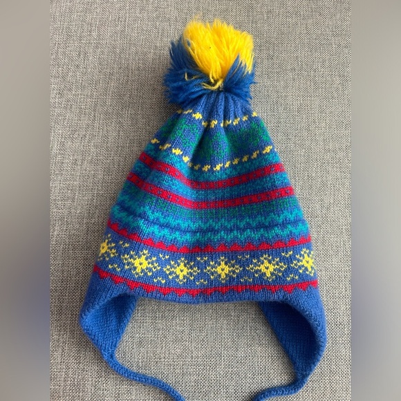 Vintage Marceau Sports 100% Wool Beanie Hat Pompom Blue - Picture 3 of 10